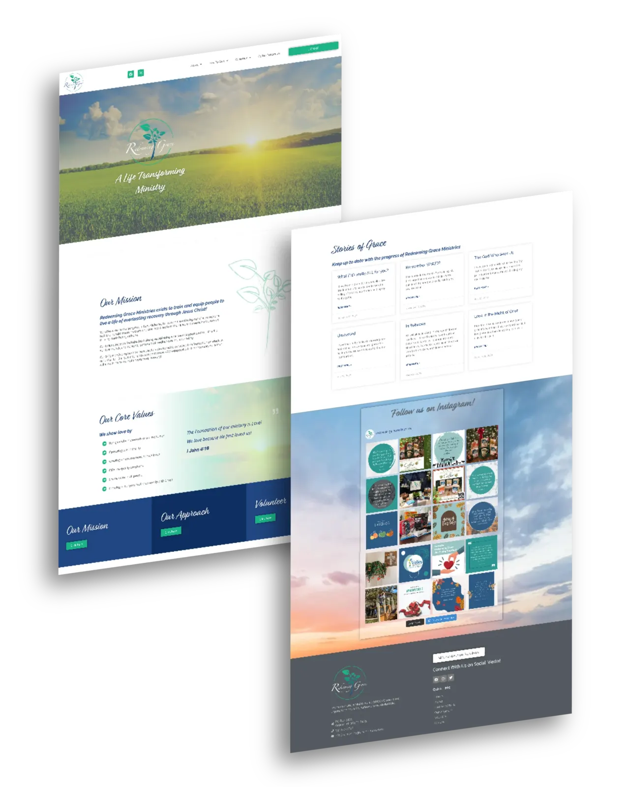 Redeeming Grace Ministries website: A Life Transforming Ministry hero, mission, core values, stories and Instagram feed